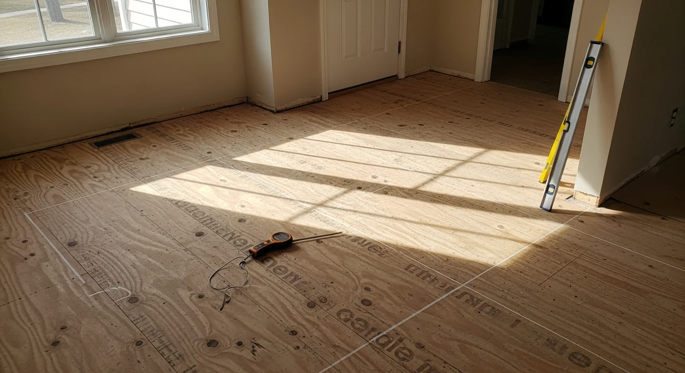 Newly installed flooring in a remodeled Iowa kitchen, showing level planks with flush room transitions and clean baseboard edges. The space reflects a finished kitchen and bath remodeling project completed by DS Timeless Transformations LLC.