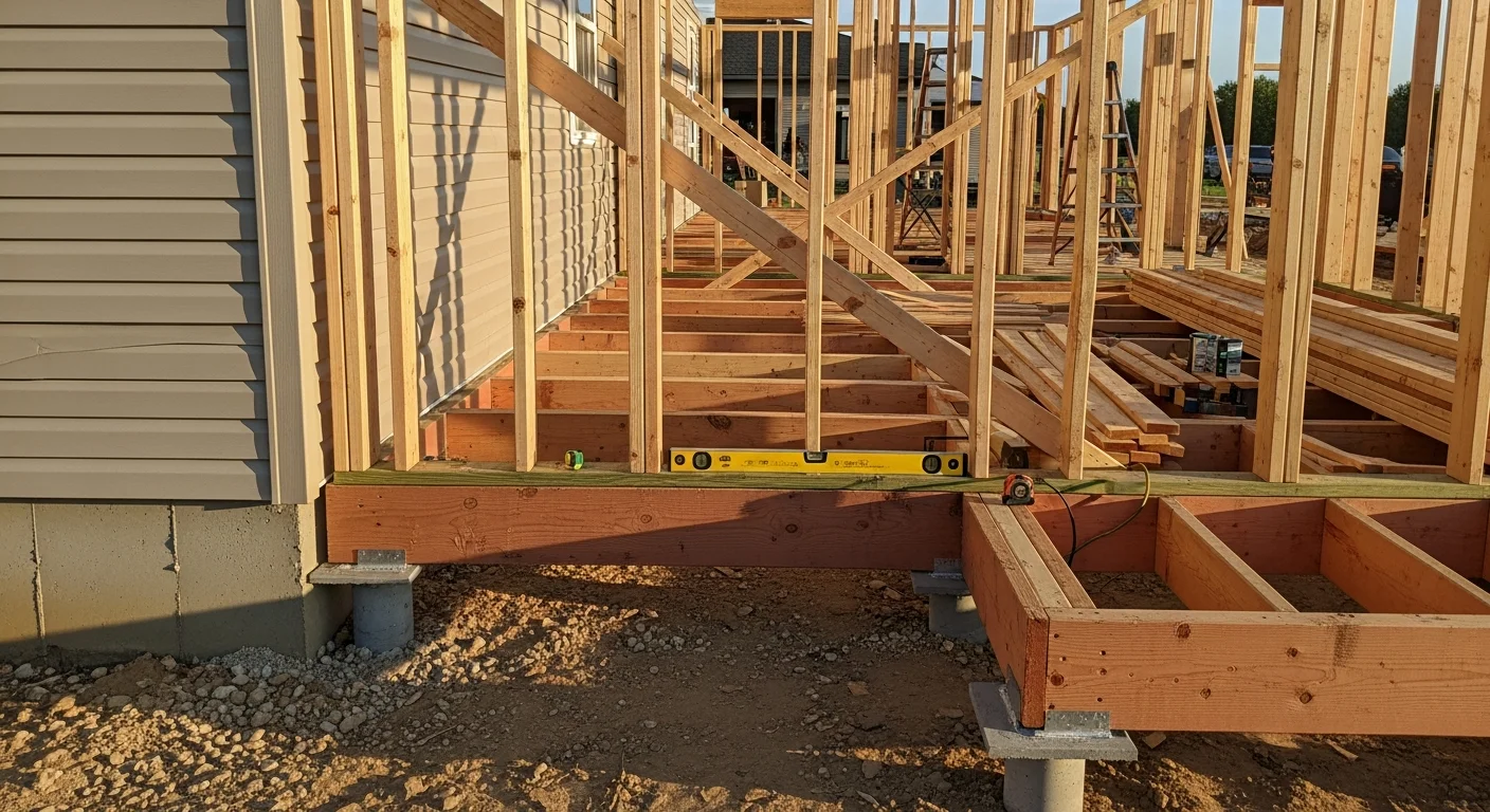 A finished home addition on an Iowa residential property showing a new primary suite wing connected to the existing house with matched siding and roofline. The addition blends with the original structure and includes new windows sized to the Iowa energy code.